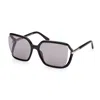 Tom Ford Square Semi Rim, With A Shiny Black Frame And Smoke Mirror Lens.