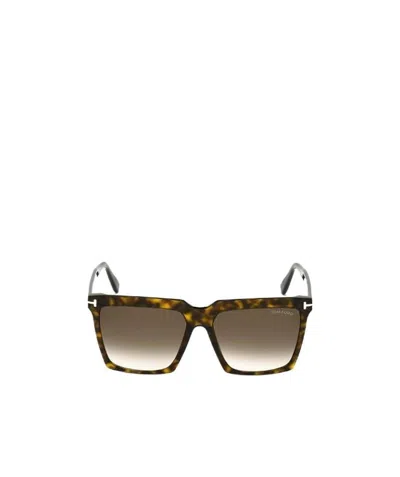 Tom Ford Square Shaped Sunglasses In Green