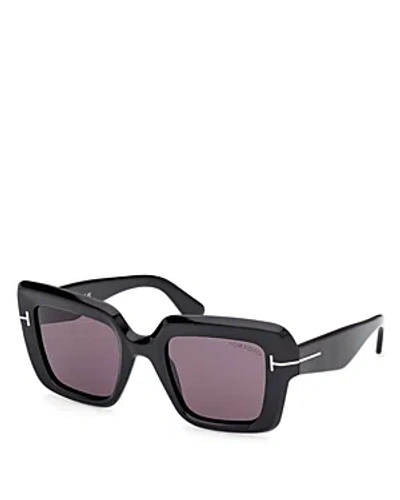 Tom Ford Square Sunglasses, 50mm In Black/gray Solid