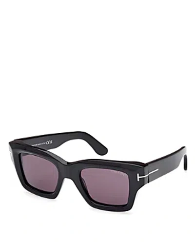 Tom Ford Ilias 50mm Square Sunglasses In Black/gray Solid