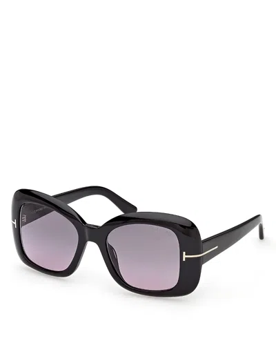 Tom Ford Square Sunglasses, 52mm In Black