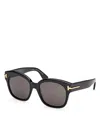 Tom Ford Square Sunglasses, 55mm In Black/smoke