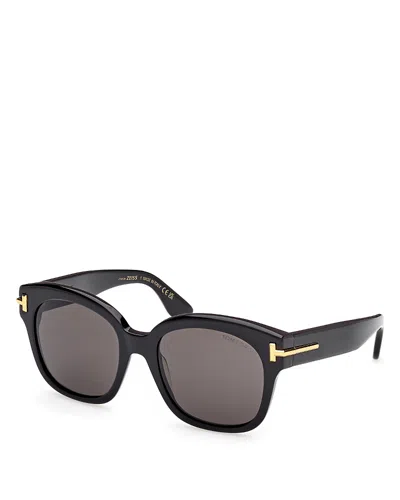 Tom Ford Square Sunglasses, 55mm In Black