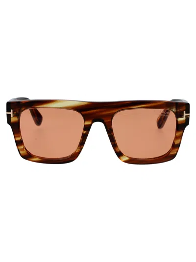 Tom Ford Womens Brown Tr001917 Fausto Square-frame Tortoise Acetate Sunglasses In Multi