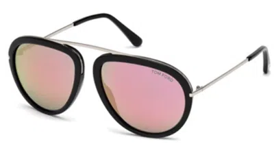 Pre-owned Tom Ford Stacy 452 01z Shiny Black / Violet Mirrored Sunglasses Tf452 01z 57mm In Purple