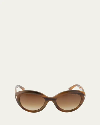 Tom Ford Stacy 53mm Cat-eye Sunglasses In Brown