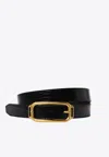 Tom Ford Stadium Croc-embossed Leather Belt In Black
