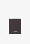 Tom Ford Stamp Logo T-line Leather Bi-fold Wallet In Burgundy