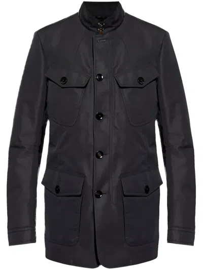 Tom Ford Stand Collar Jacket In Black