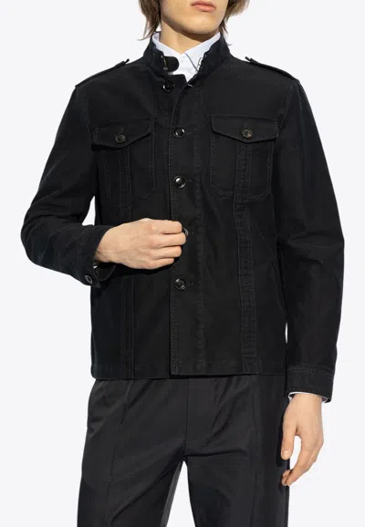 Tom Ford Stretch-cotton Moleskin Trucker Jacket In Black
