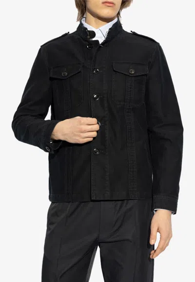 Tom Ford Stand-up Collar Jacket In Black