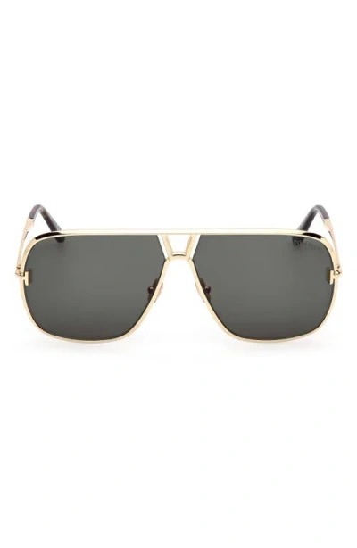 Tom Ford Stavros 63mm Oversize Navigator Sunglasses In Gold