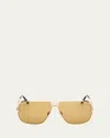 Tom Ford Stavros Aviator Metal Sunglasses In Srgld/brn