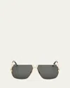 Tom Ford Stavros Aviator Metal Sunglasses In Srgld/grn