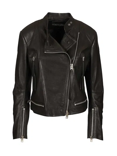 Tom Ford Steam Finished Nappa Racer Jacket Jackets Black