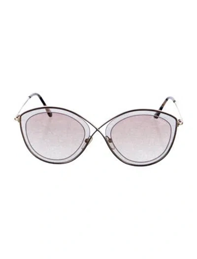Pre-owned Tom Ford Stefania Round Sunglasses In Black