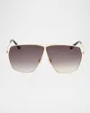 Tom Ford Stella 67mm Oversize Navigator Sunglasses In Shiny Yellow Gold