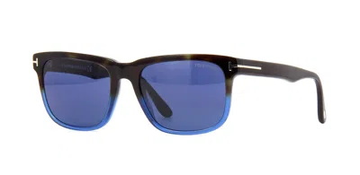 Pre-owned Tom Ford Stephenson Ft 0775 Blue Havana/grey Blue (55v) Sunglasses In Gray