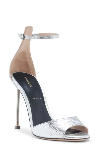 Tom Ford Stiletto Ankle Strap Sandal In Metallic