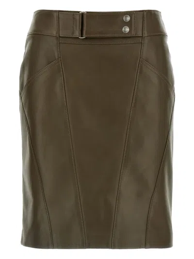 Tom Ford Soft Nappa Leather Mini Pencil Skirt In Brown