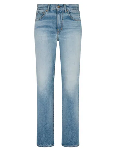 Tom Ford "stone" Washed Denim Jeans In Blue