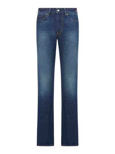 Tom Ford Stone Washed Denim Straight Fit Jeans In Blue