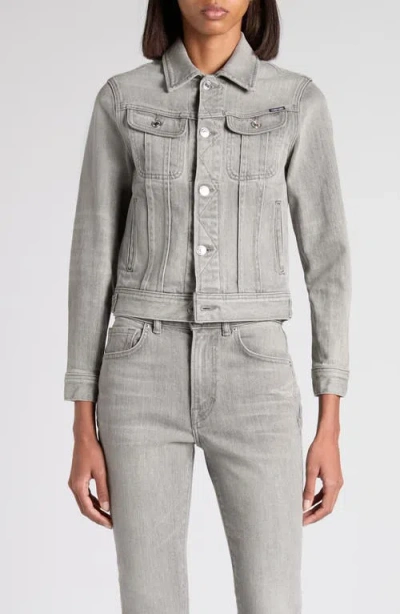 Tom Ford Stonewashed Comfort Denim Trucker Jacket In Gray