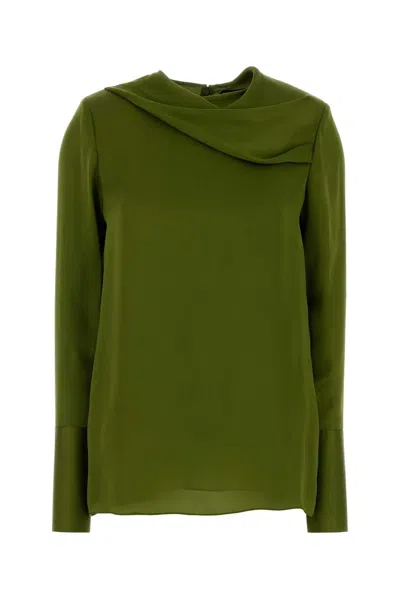 Tom Ford Stonewashed Silk Georgette Long Sleeve Blouse In Multi