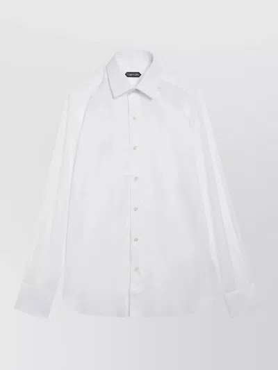 Tom Ford Straight Collar Shirt Long Sleeves Button Cuffs In White