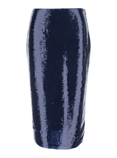 Tom Ford Straight Hem Sequin Mini Skirt In Stretch Tech Fabric For Women In Blue
