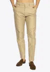 Tom Ford Compact Cotton Chino Pants In Beige