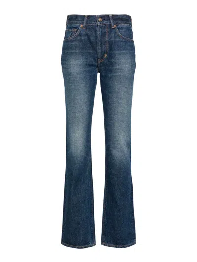 Tom Ford Stone Washed Denim Flare Jeans In Blue