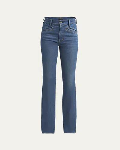 Tom Ford Straight Leg Denim Pants In Mid Blue