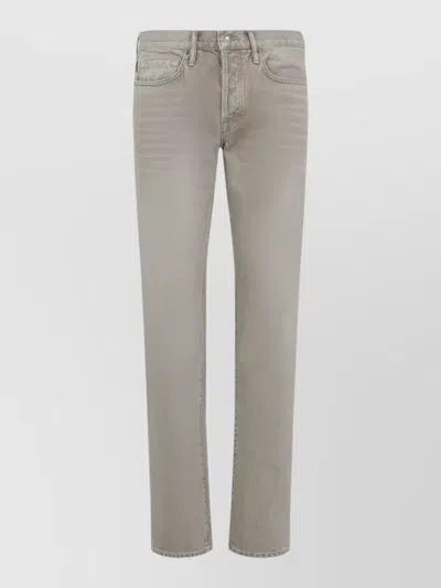 Tom Ford Straight Leg Denim Trousers Five Pocket In Gray