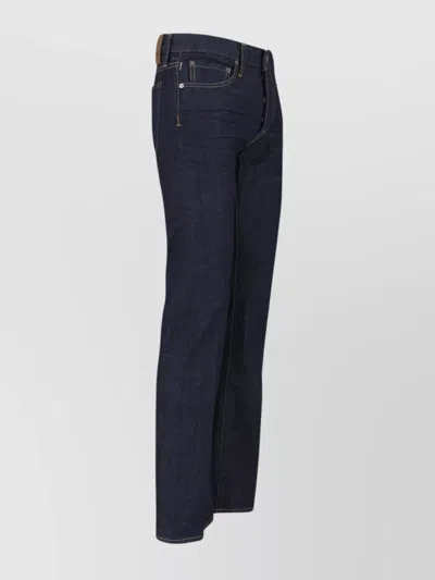 Tom Ford Straight Leg Five-pocket Trousers With Belt Loops In Blue