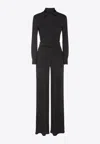 Tom Ford Stretch Satin Long Jumpsuit In Black