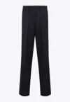 Tom Ford Wool Trousers With Pleated Front And Pinstripe Pattern In Blue