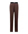 Tom Ford Pantaloni Pajama In Raso Di Seta Elasticizzato In Brown