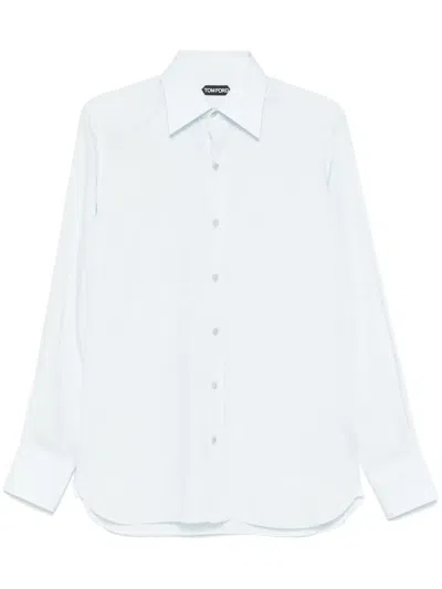 Tom Ford Straight-point-collar Shirt In Blue