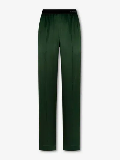 Tom Ford Logo-waistband Trousers In Green