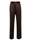 Tom Ford Brown Stretch Silk Satin Pyjama Pants In Brown