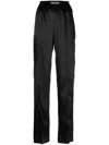Tom Ford Black Loose Pants With Logo In Stretch Silk Woman  In Black