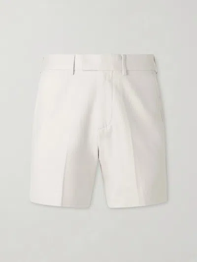 Tom Ford Straight-leg Brushed Cotton-drill Shorts In White