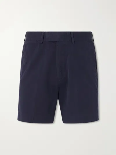 Tom Ford Straight-leg Cotton-blend Twill Shorts In Blue