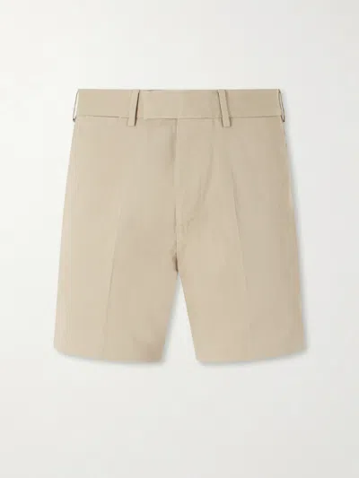 Tom Ford Straight-leg Cotton-blend Twill Shorts In Neutral
