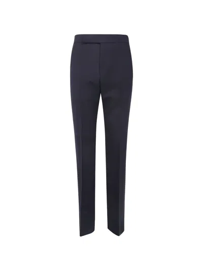 Tom Ford High Twist Broken Twill Flat Front Straight Pant In Blue