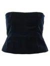 Tom Ford Velvet Strapless Top Fitted Silhouette In Blue