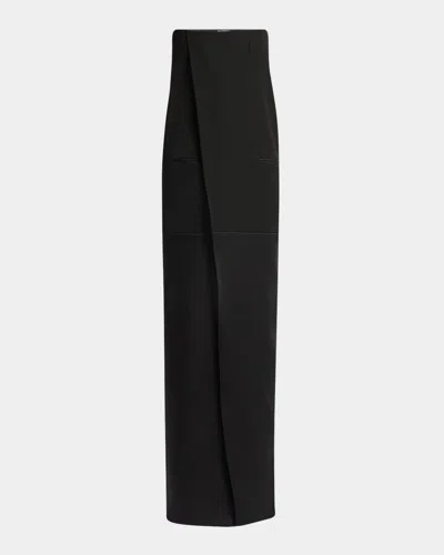 Tom Ford Strapless Column Wrap Evening Gown In Black