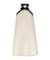 Tom Ford Bow-embellished Velvet-trimmed Wool And Silk-blend Crepe Mini Dress In White