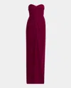 Tom Ford Strapless Lightweight Velvet Evening Gown In Burgundy
